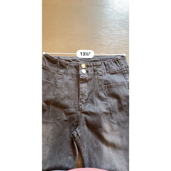 Flare Jeans Womens 10 Black (27x31.5) Stretch Wide Leg Y2K Mid Rise Two Toned - Picture 6 of 8